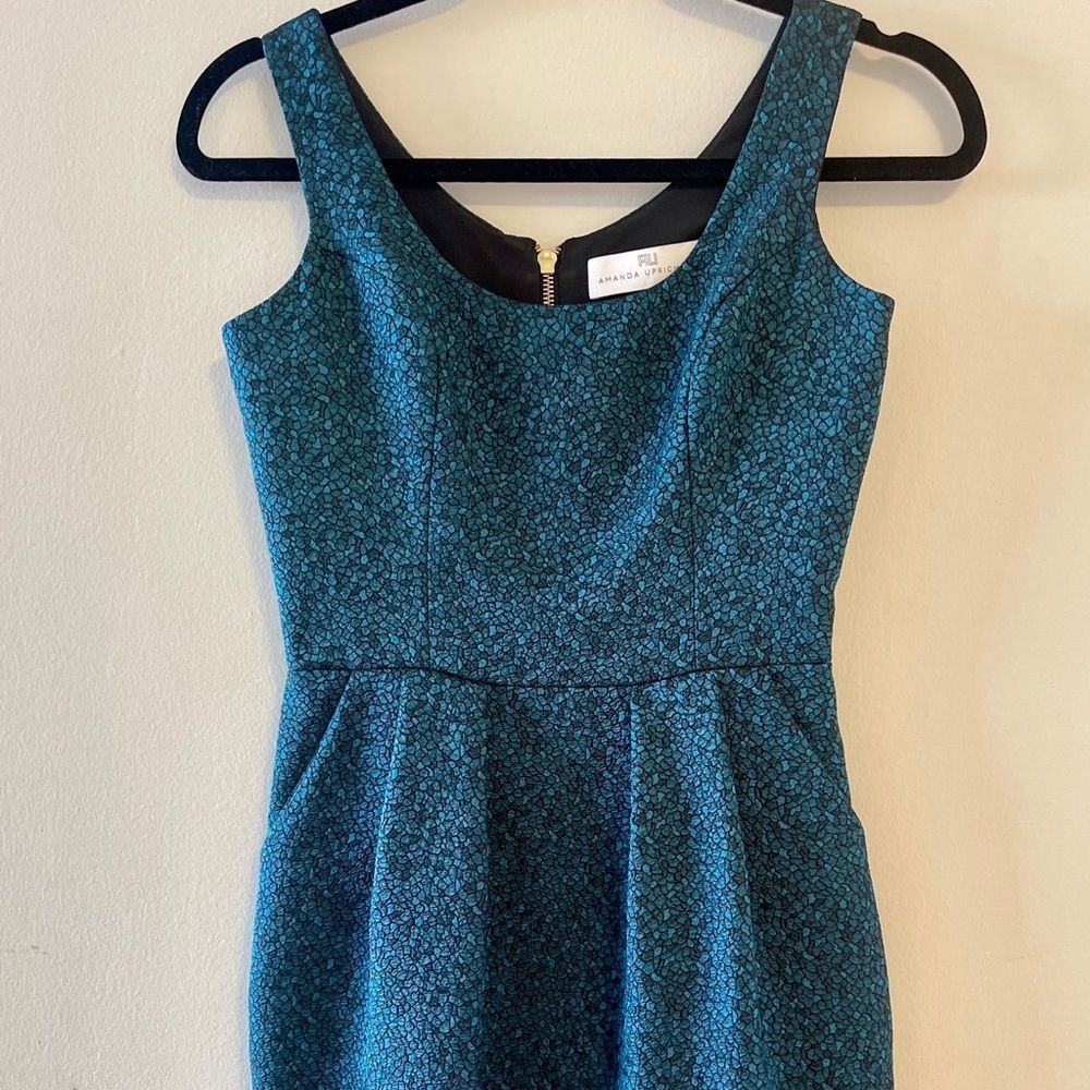 Amanda Uprichard cocktail mini dress, bodycon, blue/green size small